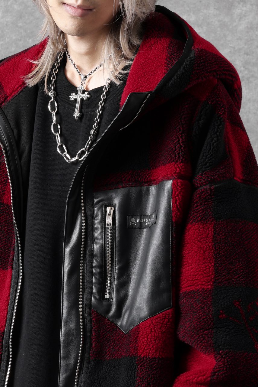 mastermind JAPAN BUFFALO-PLAID SHERPA JACKET / BOXY FIT (BLACK x RED) - Image 63
