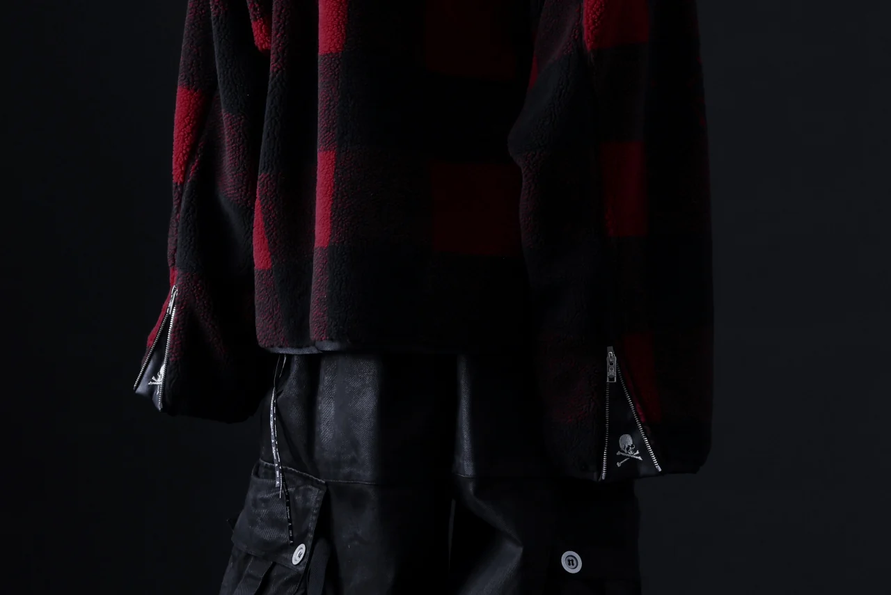 mastermind JAPAN BUFFALO-PLAID SHERPA JACKET / BOXY FIT (BLACK x RED) - Image 72