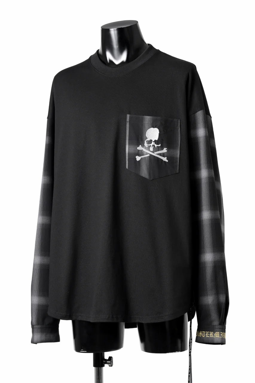 mastermind JAPAN COMBINED CHECK LS TOPS (BLACK x GRAY CHECK) - Image 3