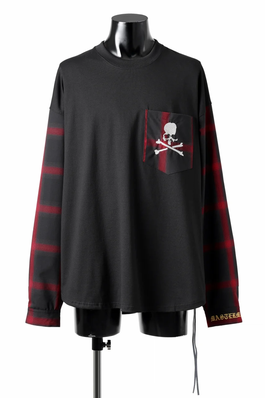 mastermind JAPAN COMBINED CHECK LS TOPS (BLACK x RED CHECK)