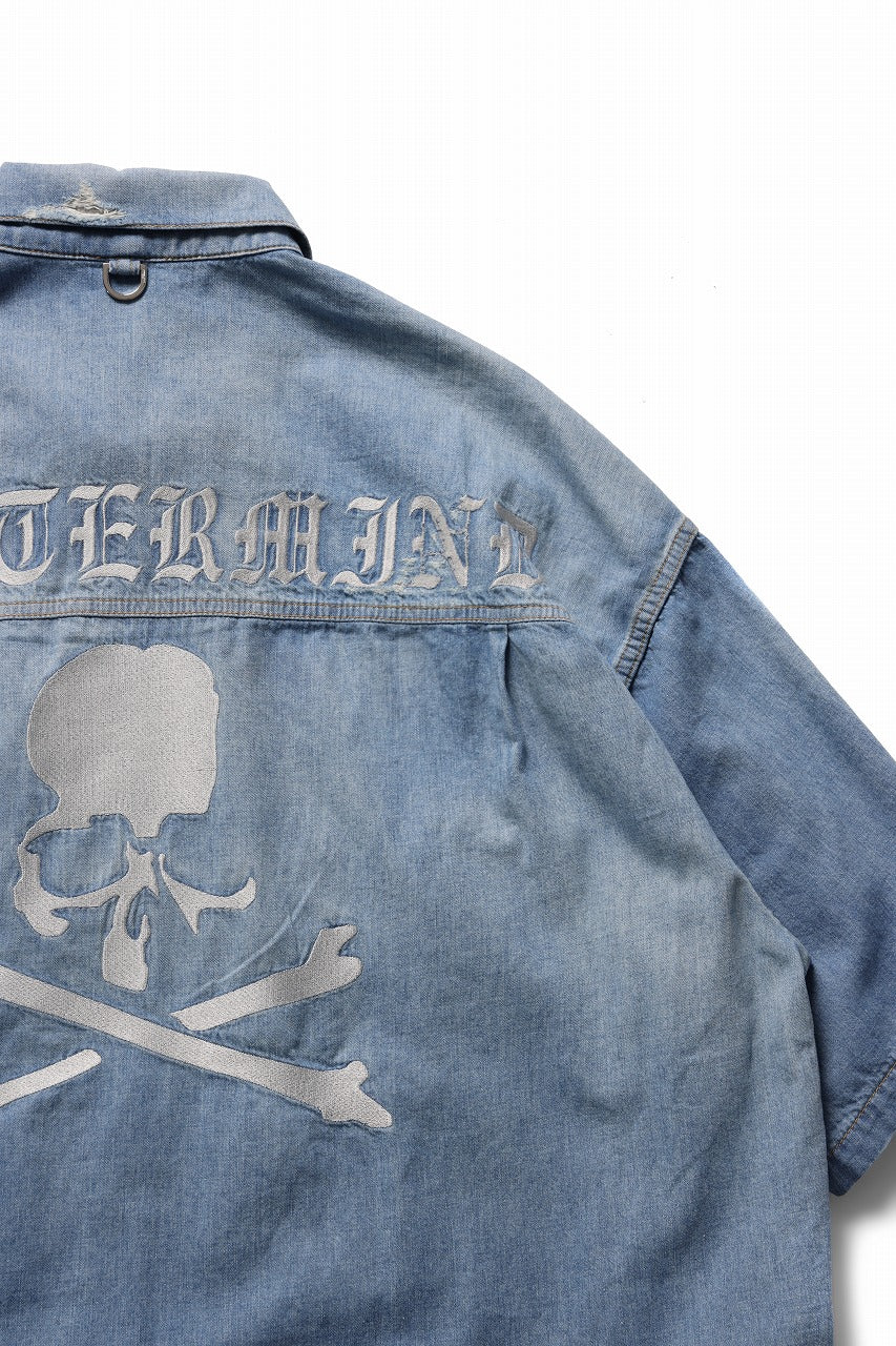 mastermind JAPAN DISTRESSED SS  DENIM SHIRT (INDIGO) - Image 14