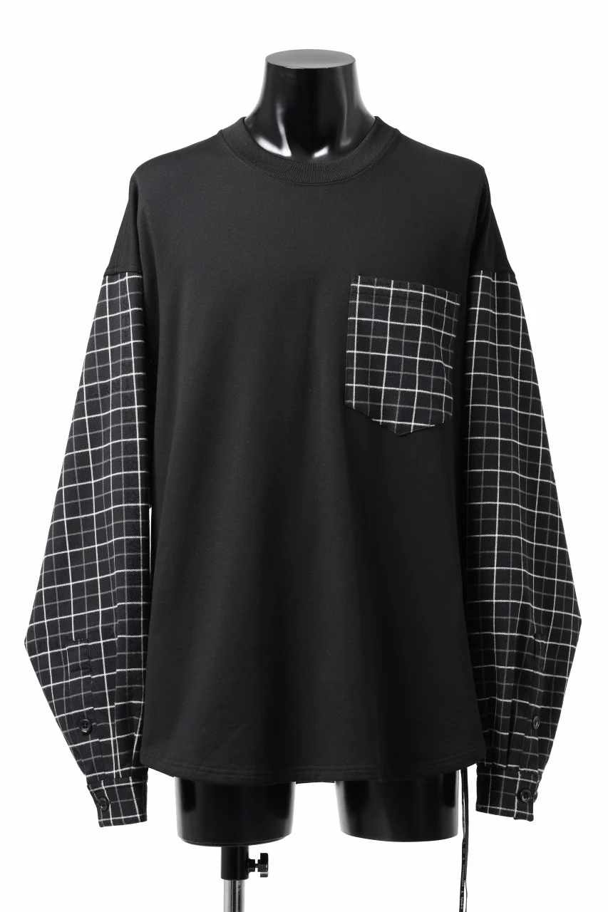 mastermind JAPAN DOCKING OVER TOPS / BOXY FIT (BLACK x BLACK PLAID)