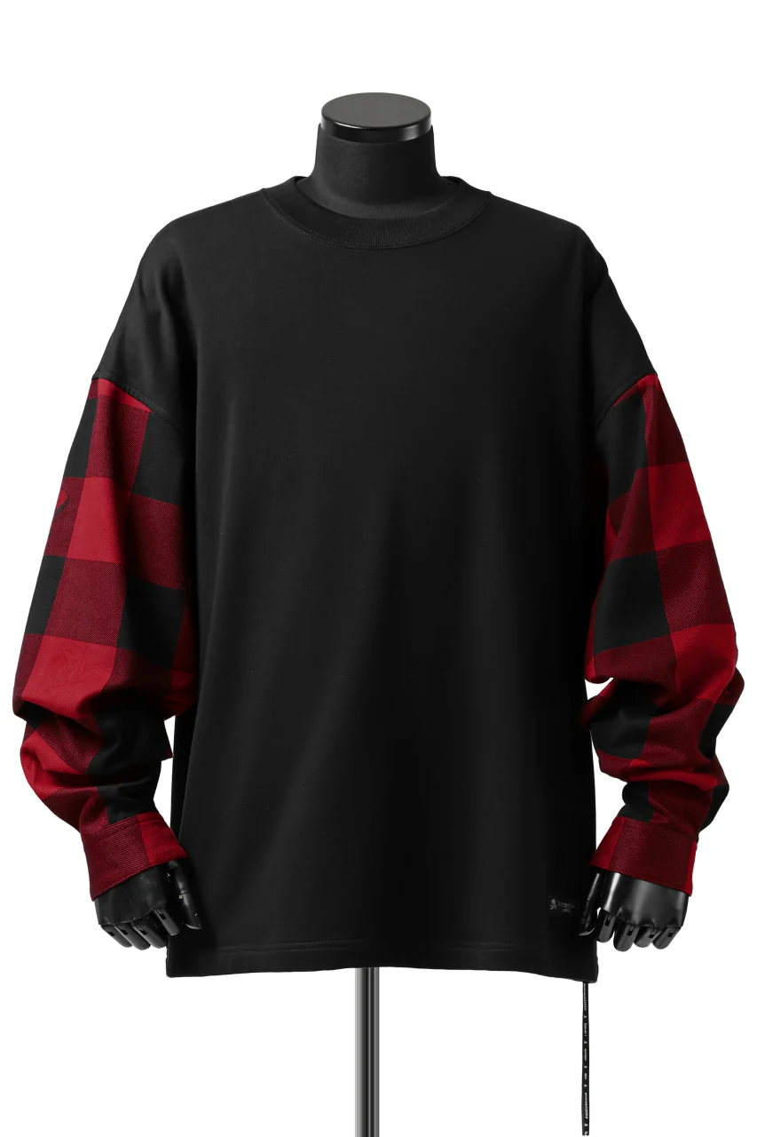 mastermind JAPAN DOCKING OVER TOPS / SWEAT+BLOCK CHECK (BLACK RED)