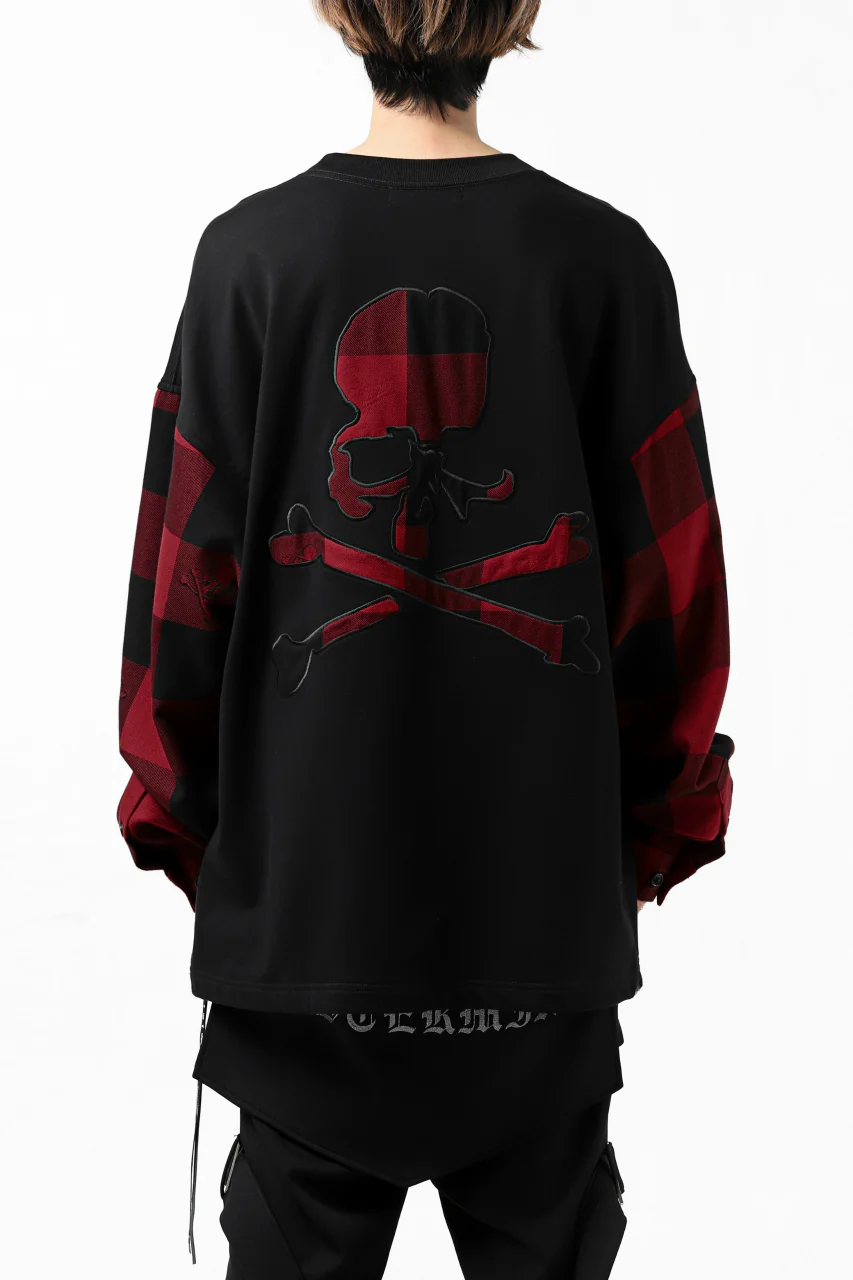 mastermind JAPAN DOCKING OVER TOPS / SWEAT+BLOCK CHECK (BLACK RED) - Image 11