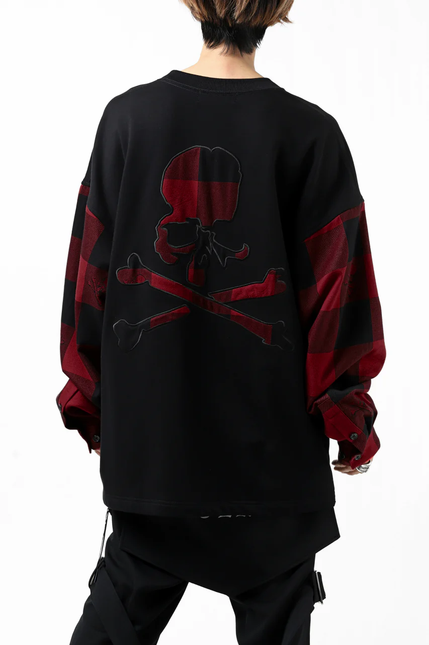 mastermind JAPAN DOCKING OVER TOPS / SWEAT+BLOCK CHECK (BLACK RED) - Image 12