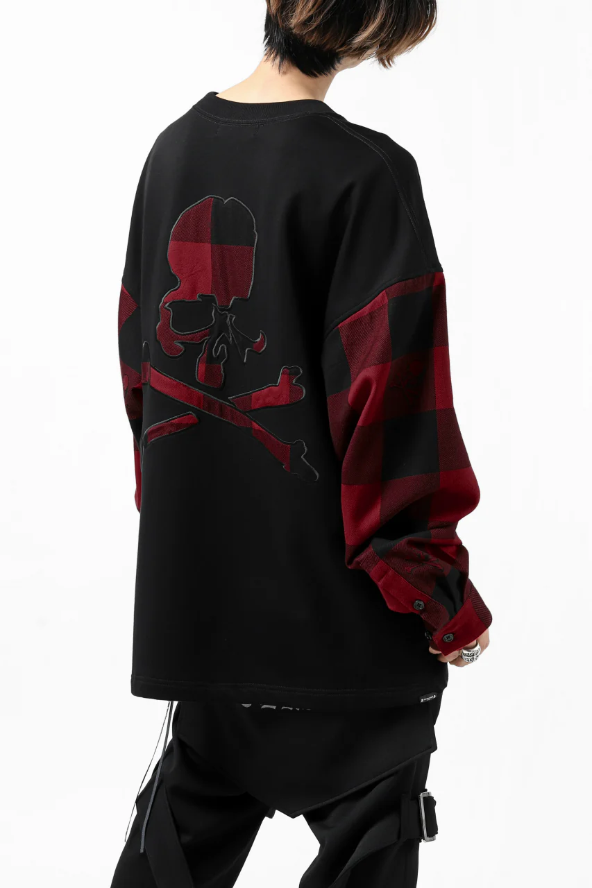 mastermind JAPAN DOCKING OVER TOPS / SWEAT+BLOCK CHECK (BLACK RED) - Image 13