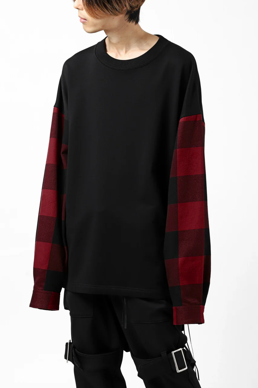 mastermind JAPAN DOCKING OVER TOPS / SWEAT+BLOCK CHECK (BLACK RED) - Image 14