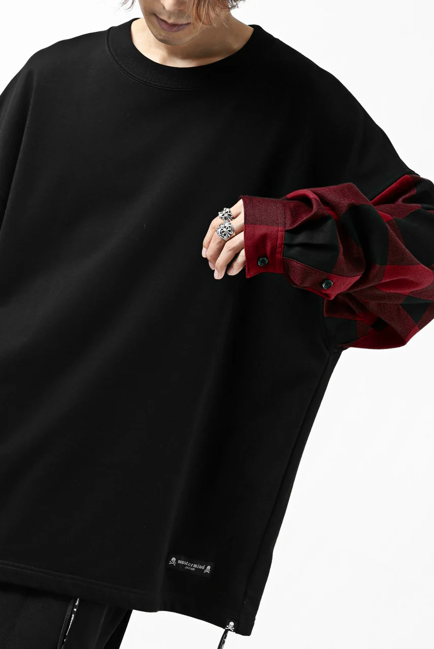 mastermind JAPAN DOCKING OVER TOPS / SWEAT+BLOCK CHECK (BLACK RED) - Image 16
