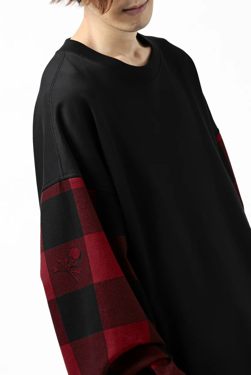 mastermind JAPAN DOCKING OVER TOPS / SWEAT+BLOCK CHECK (BLACK RED) - Image 17
