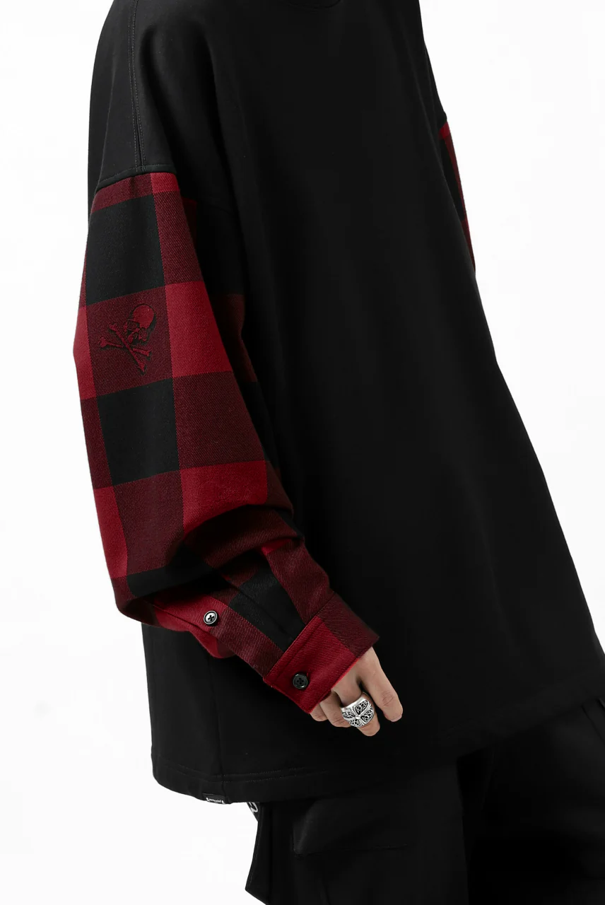 mastermind JAPAN DOCKING OVER TOPS / SWEAT+BLOCK CHECK (BLACK RED) - Image 18