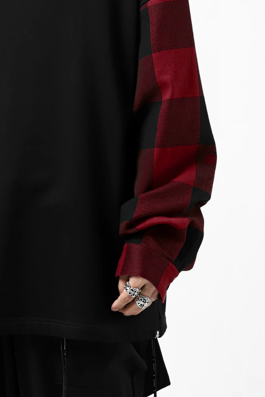 mastermind JAPAN DOCKING OVER TOPS / SWEAT+BLOCK CHECK (BLACK RED) - Image 20