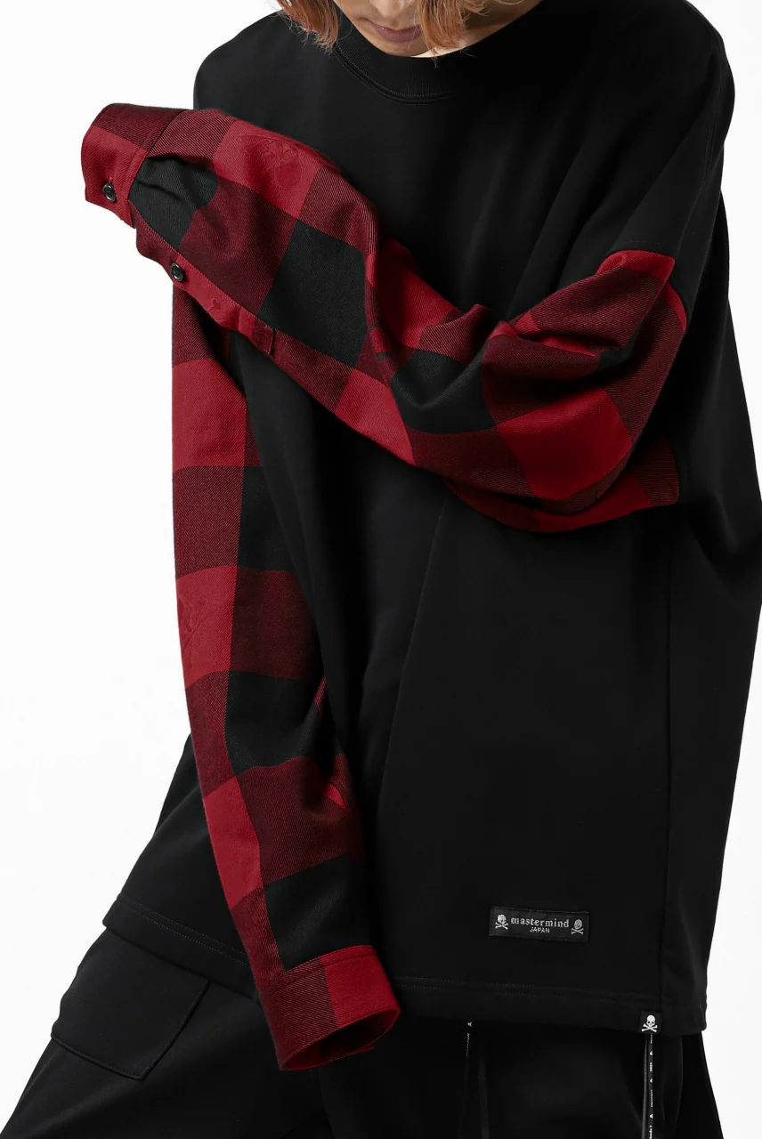 mastermind JAPAN DOCKING OVER TOPS / SWEAT+BLOCK CHECK (BLACK RED) - Image 23