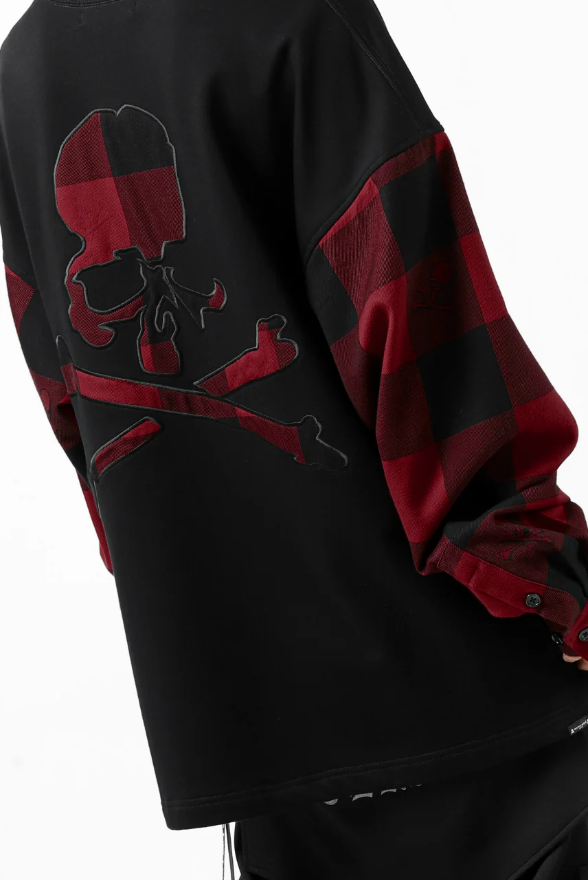 mastermind JAPAN DOCKING OVER TOPS / SWEAT+BLOCK CHECK (BLACK RED) - Image 24