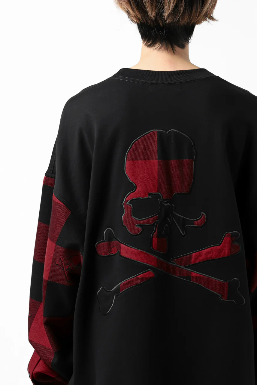 mastermind JAPAN DOCKING OVER TOPS / SWEAT+BLOCK CHECK (BLACK RED) - Image 27