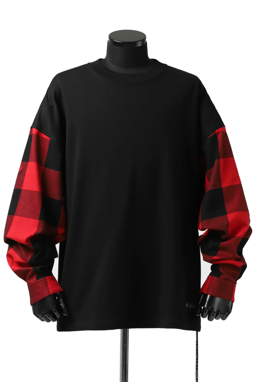 mastermind JAPAN DOCKING OVER TOPS / SWEAT+BLOCK CHECK (BLACK RED) - Image 28
