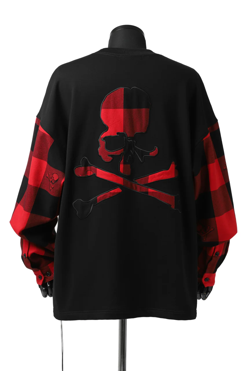 mastermind JAPAN DOCKING OVER TOPS / SWEAT+BLOCK CHECK (BLACK RED) - Image 31