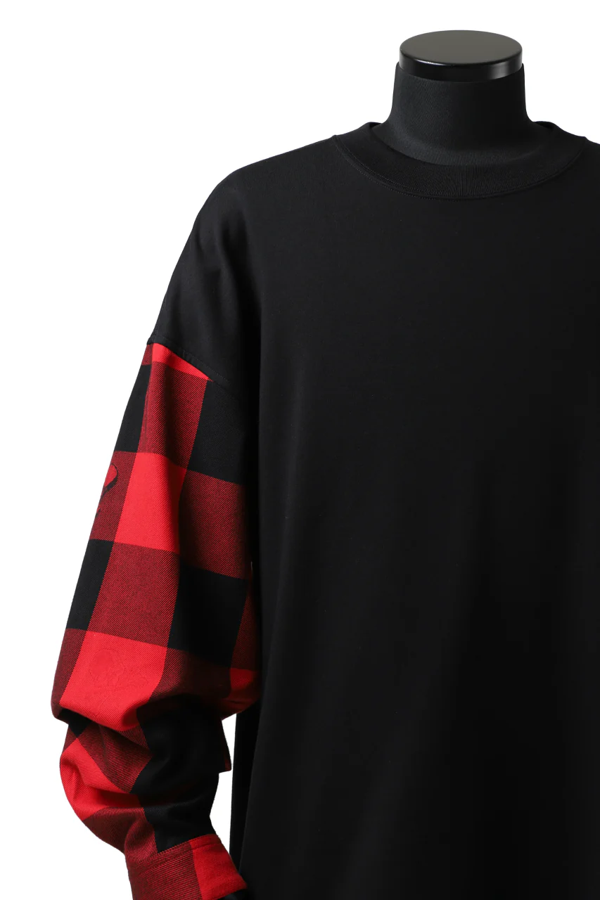 mastermind JAPAN DOCKING OVER TOPS / SWEAT+BLOCK CHECK (BLACK RED) - Image 32