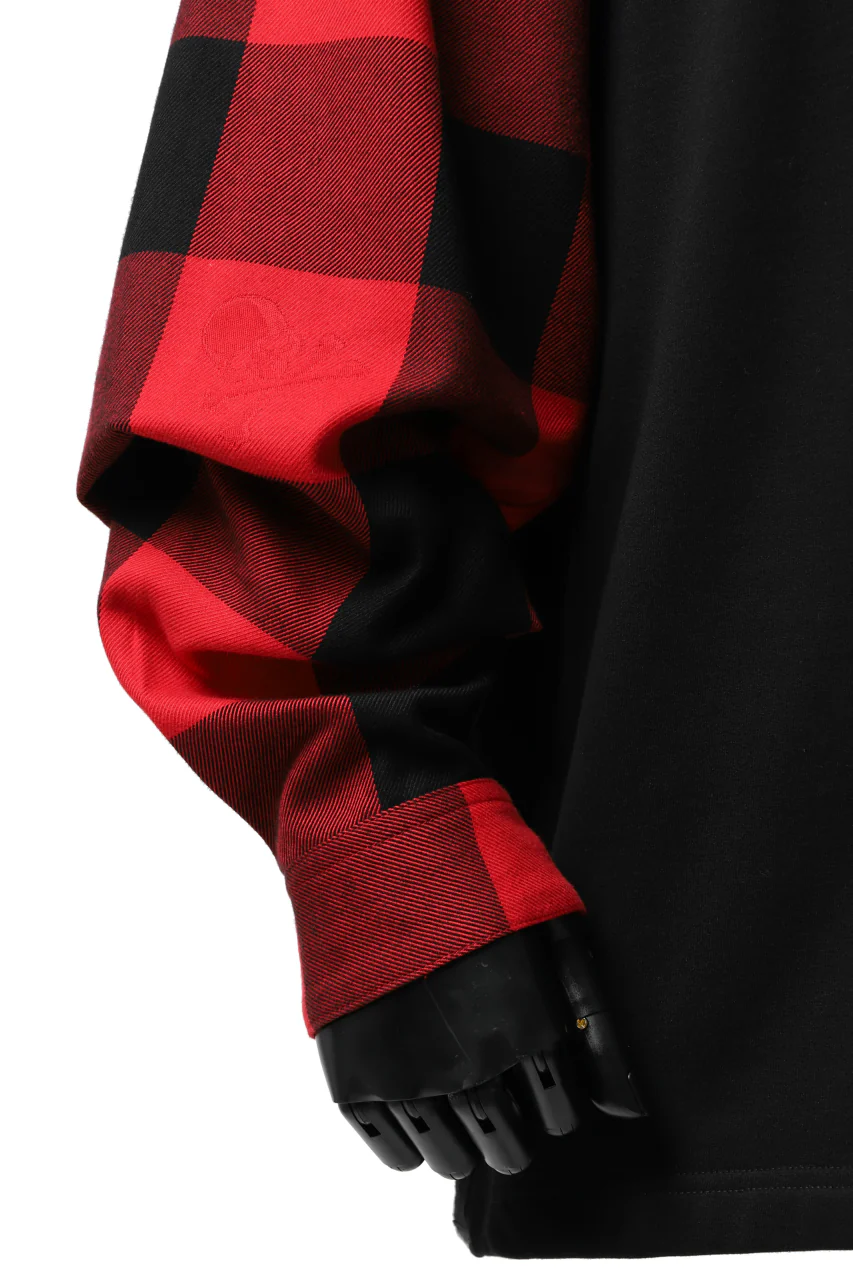 mastermind JAPAN DOCKING OVER TOPS / SWEAT+BLOCK CHECK (BLACK RED) - Image 36