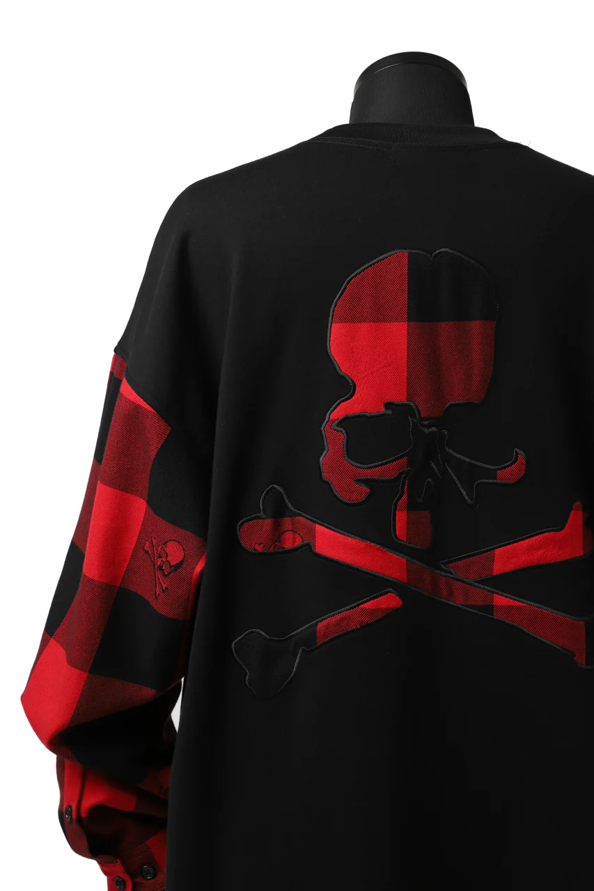 mastermind JAPAN DOCKING OVER TOPS / SWEAT+BLOCK CHECK (BLACK RED) - Image 48