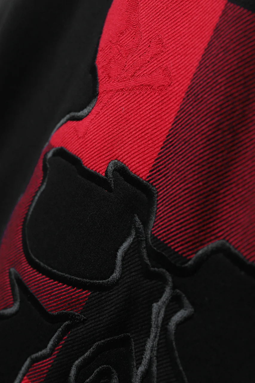 mastermind JAPAN DOCKING OVER TOPS / SWEAT+BLOCK CHECK (BLACK RED) - Image 51