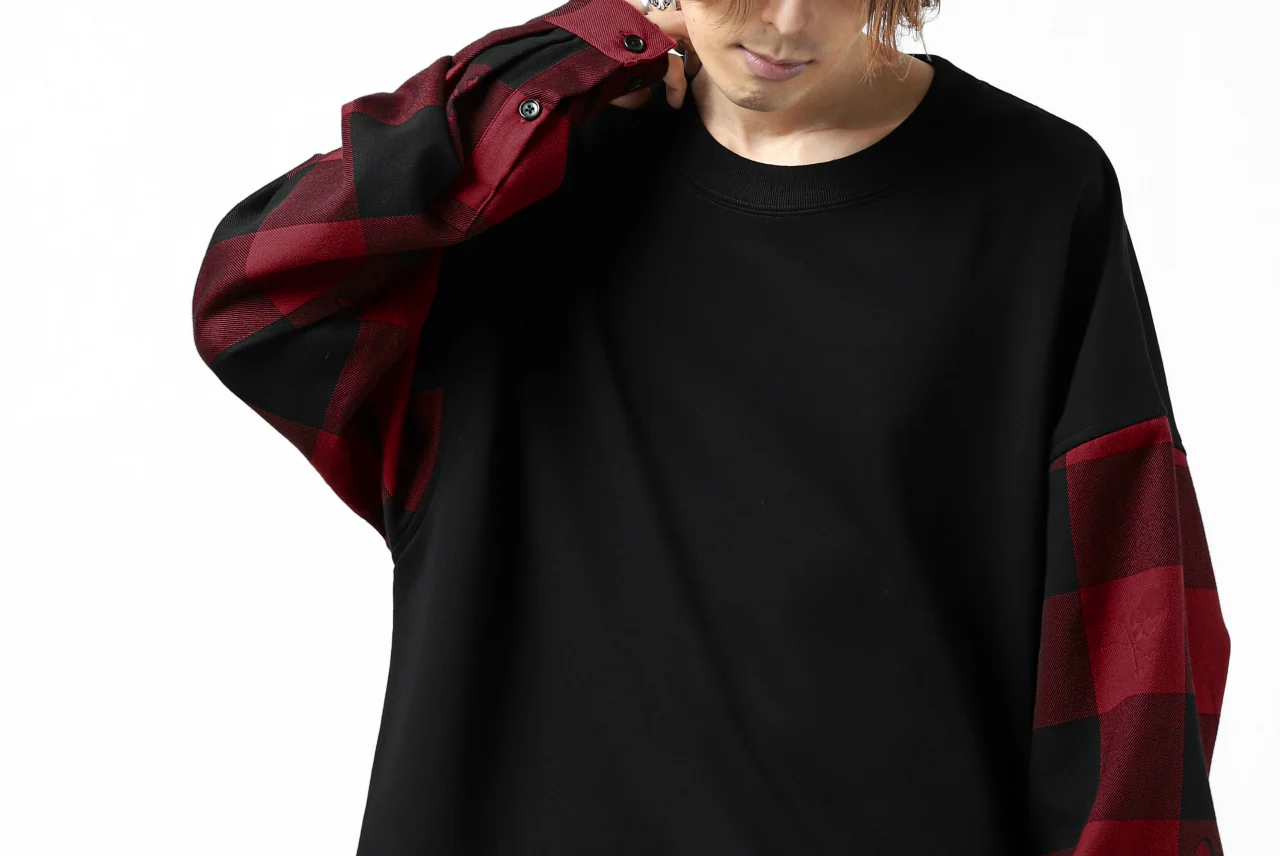mastermind JAPAN DOCKING OVER TOPS / SWEAT+BLOCK CHECK (BLACK RED) - Image 58
