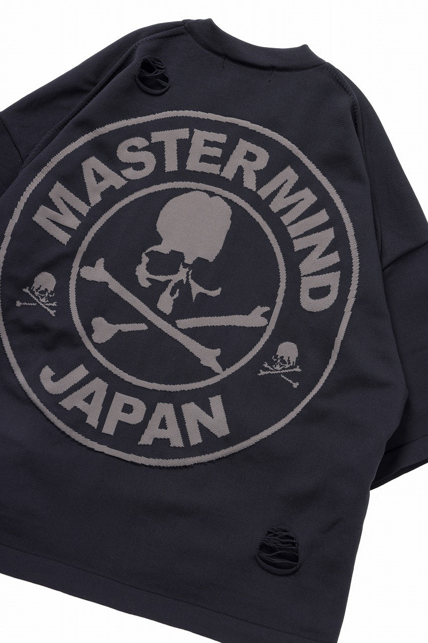 mastermind JAPAN INTARSIA SS KNIT SWEATER / OVERSIZED (BLACK) - Image 24