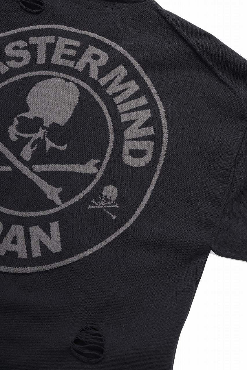 mastermind JAPAN INTARSIA SS KNIT SWEATER / OVERSIZED (BLACK) - Image 25