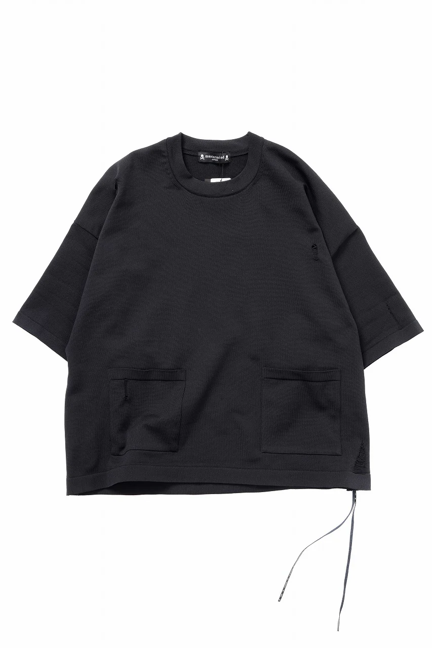 mastermind JAPAN INTARSIA SS KNIT SWEATER / OVERSIZED (BLACK) - Image 4