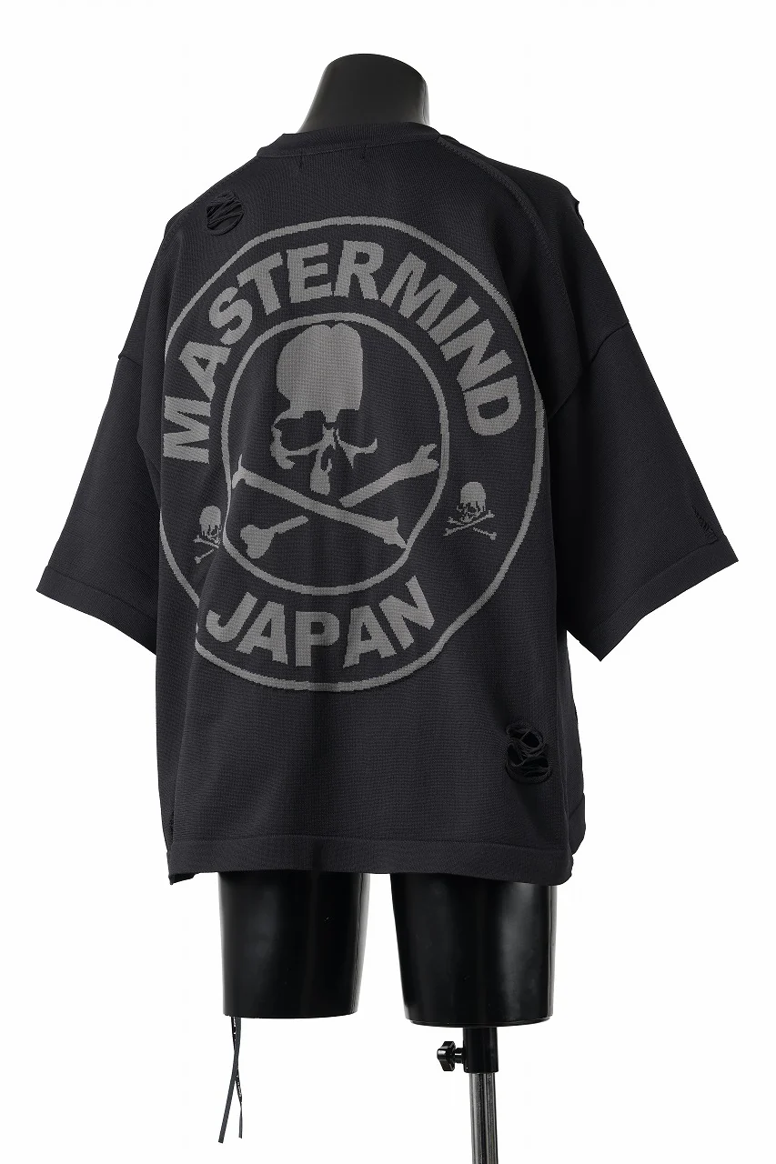 mastermind JAPAN INTARSIA SS KNIT SWEATER / OVERSIZED (BLACK) - Image 5