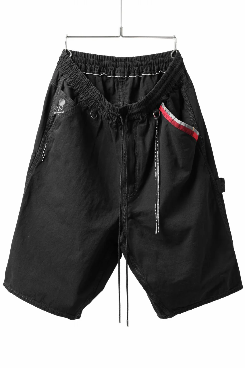 mastermind JAPAN LIGHT OZ SELVEDGE DENIM WORK SHORTS / SPECIAL WATER REPELLENT (BLACK)