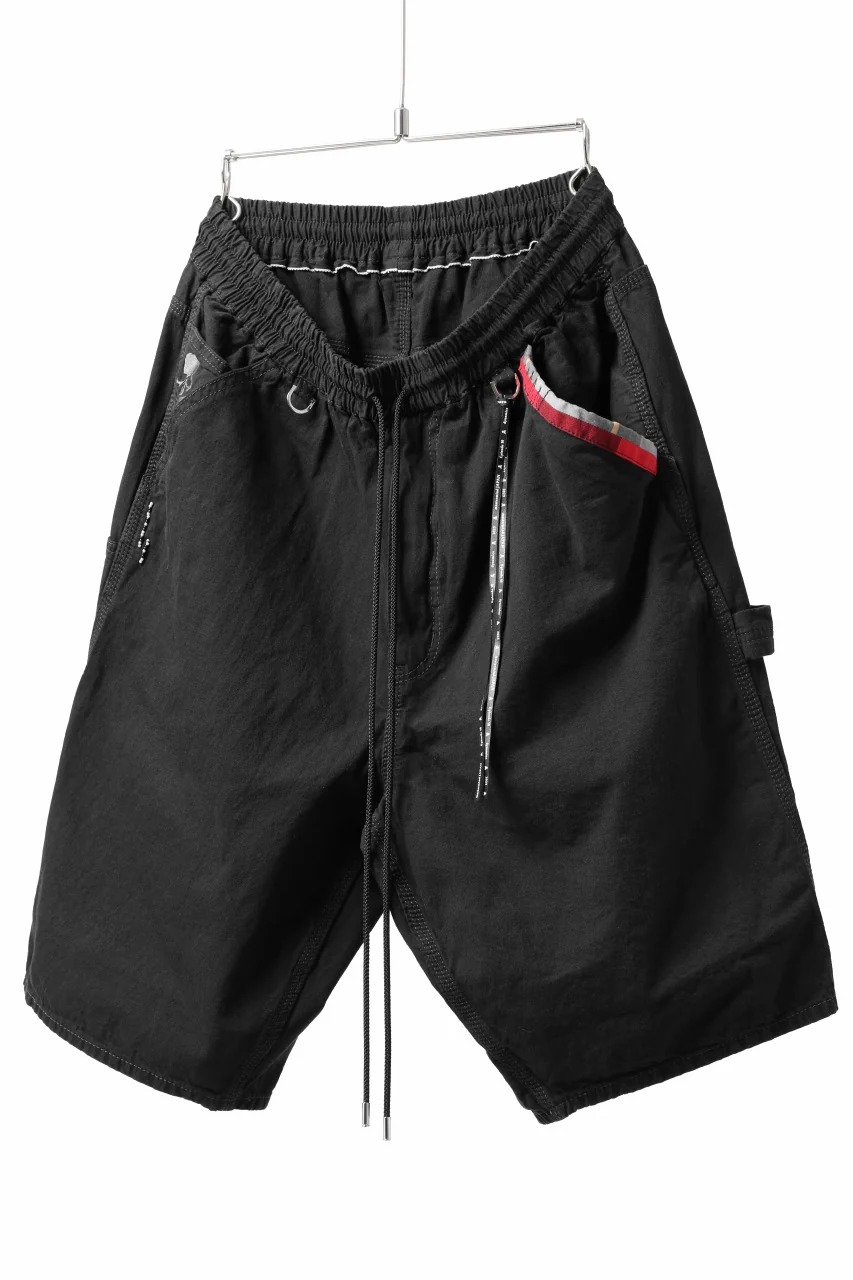 mastermind JAPAN LIGHT OZ SELVEDGE DENIM WORK SHORTS / SPECIAL WATER REPELLENT (BLACK) - Image 3