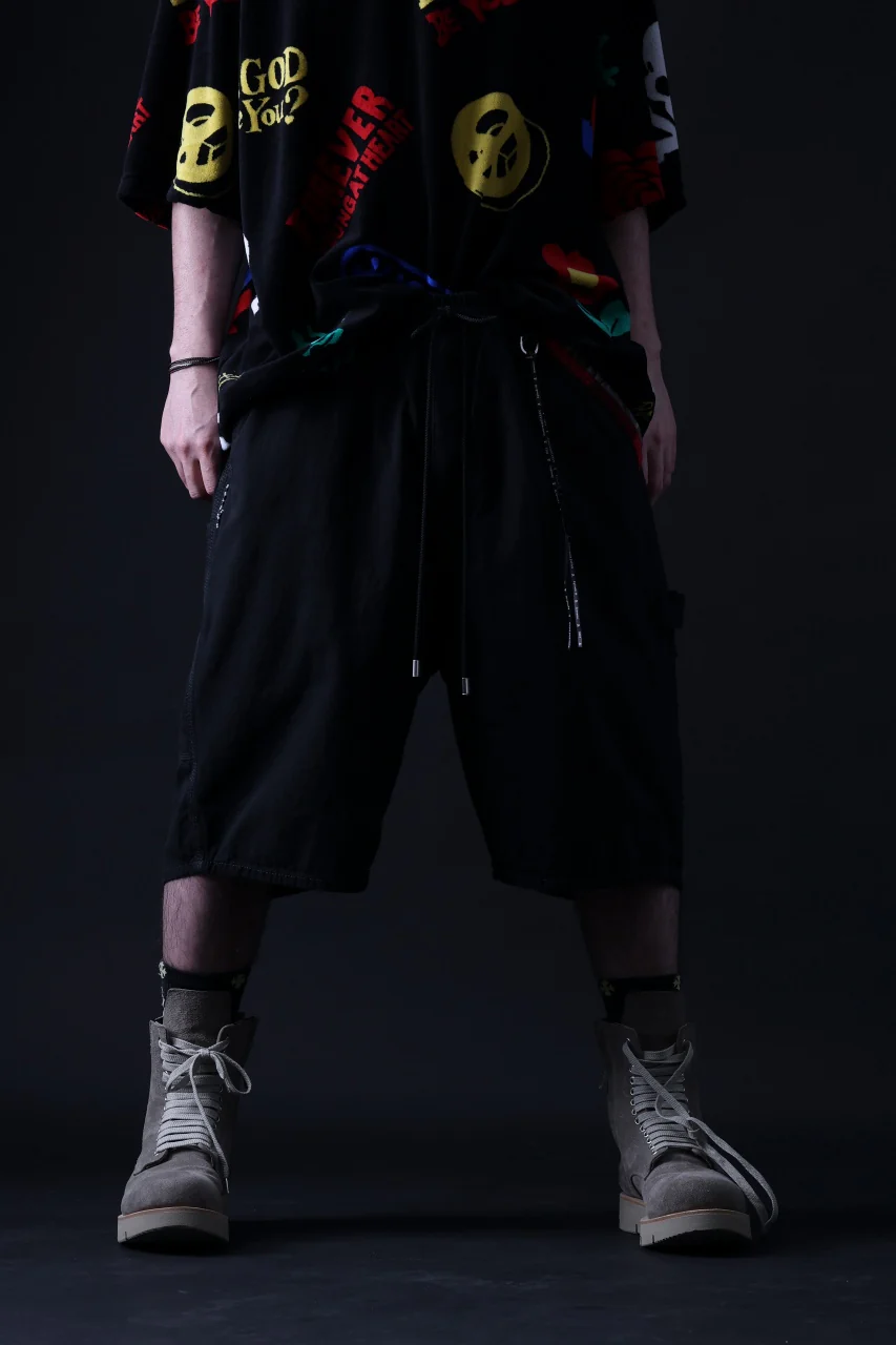 mastermind JAPAN LIGHT OZ SELVEDGE DENIM WORK SHORTS / SPECIAL WATER REPELLENT (BLACK) - Image 35