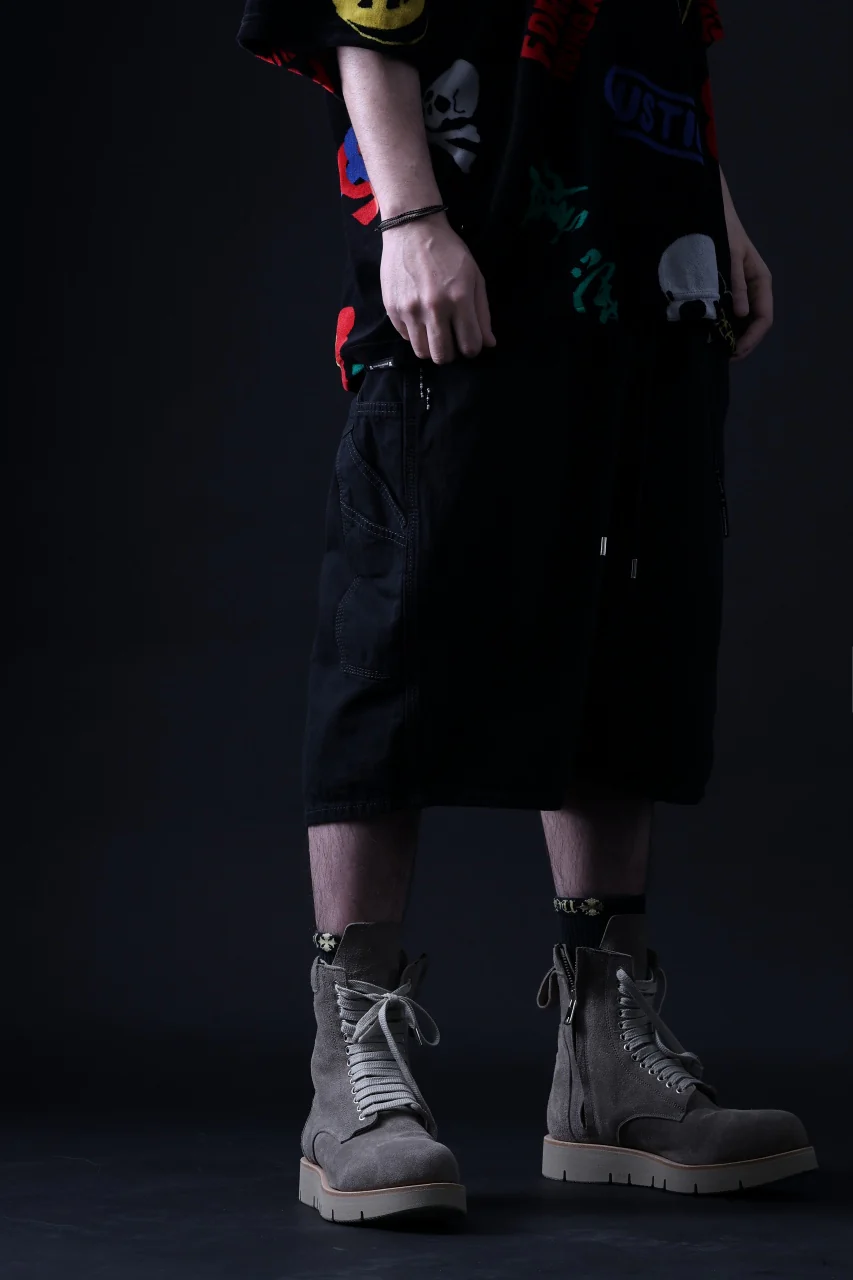 mastermind JAPAN LIGHT OZ SELVEDGE DENIM WORK SHORTS / SPECIAL WATER REPELLENT (BLACK) - Image 36