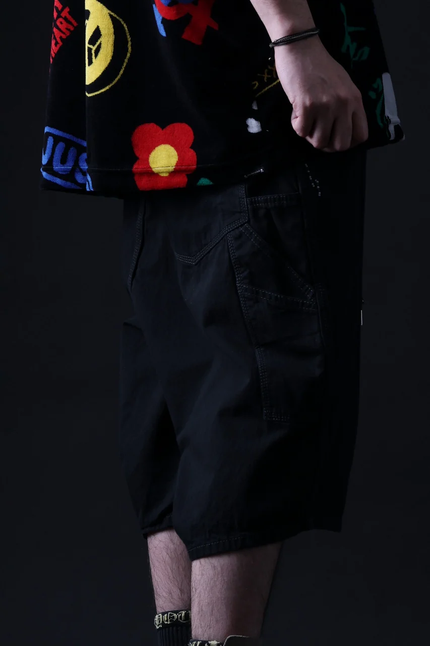 mastermind JAPAN LIGHT OZ SELVEDGE DENIM WORK SHORTS / SPECIAL WATER REPELLENT (BLACK) - Image 37