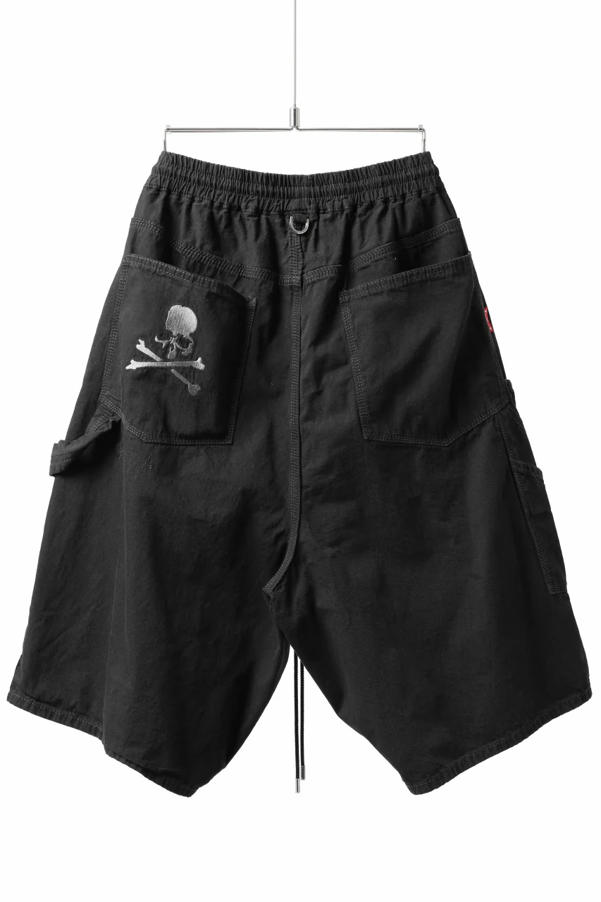 mastermind JAPAN LIGHT OZ SELVEDGE DENIM WORK SHORTS / SPECIAL WATER REPELLENT (BLACK) - Image 4