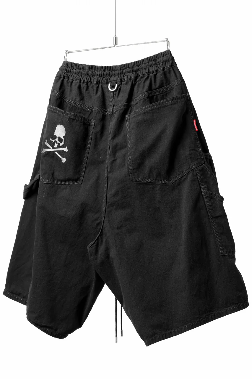 mastermind JAPAN LIGHT OZ SELVEDGE DENIM WORK SHORTS / SPECIAL WATER REPELLENT (BLACK) - Image 5
