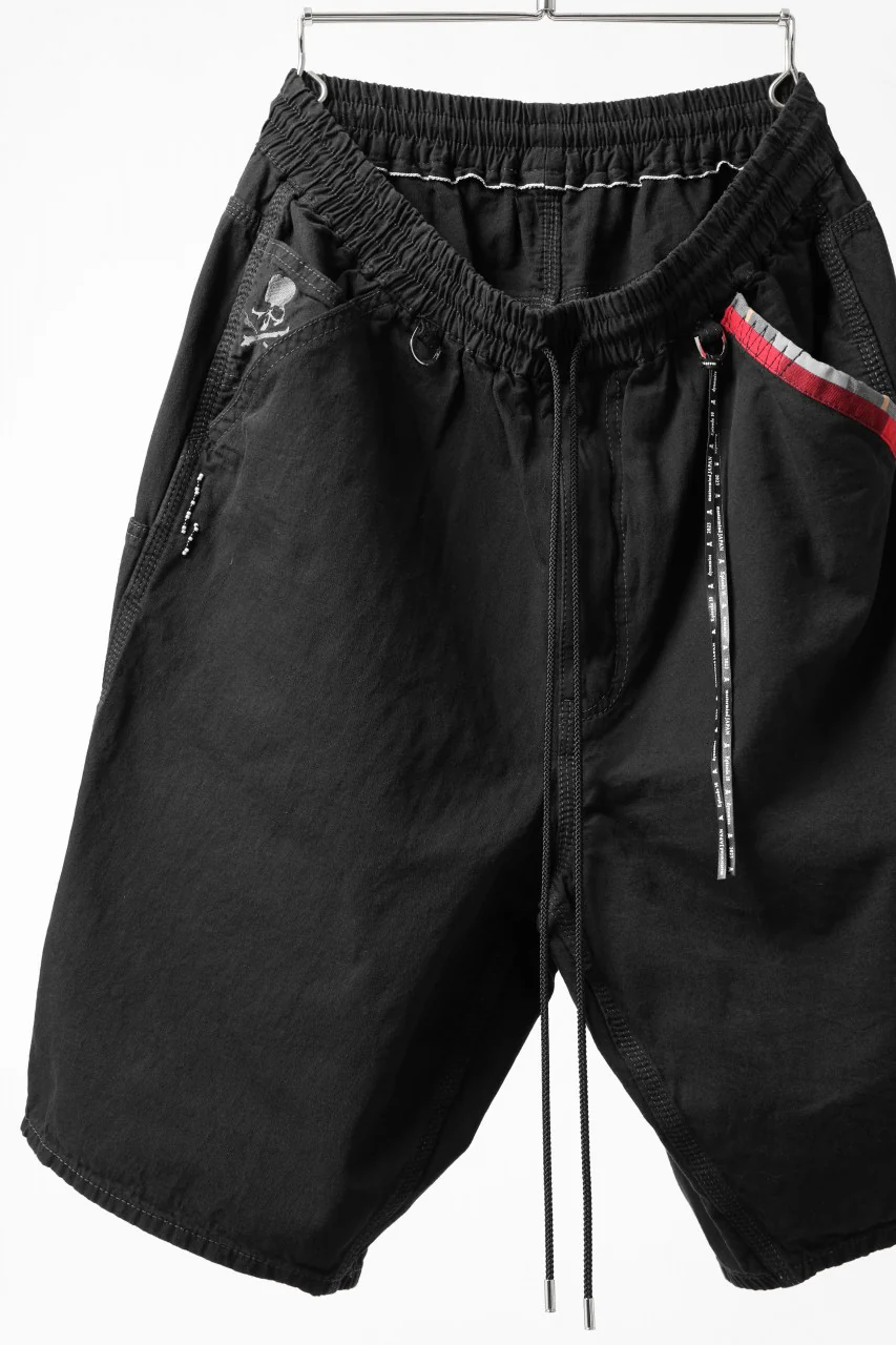 mastermind JAPAN LIGHT OZ SELVEDGE DENIM WORK SHORTS / SPECIAL WATER REPELLENT (BLACK) - Image 6