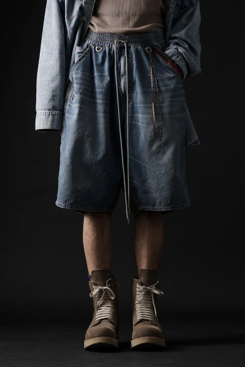 mastermind JAPAN LIGHT OZ SELVEDGE DENIM WORK SHORTS / SPECIAL WATER REPELLENT (INDIGO) - Image 19