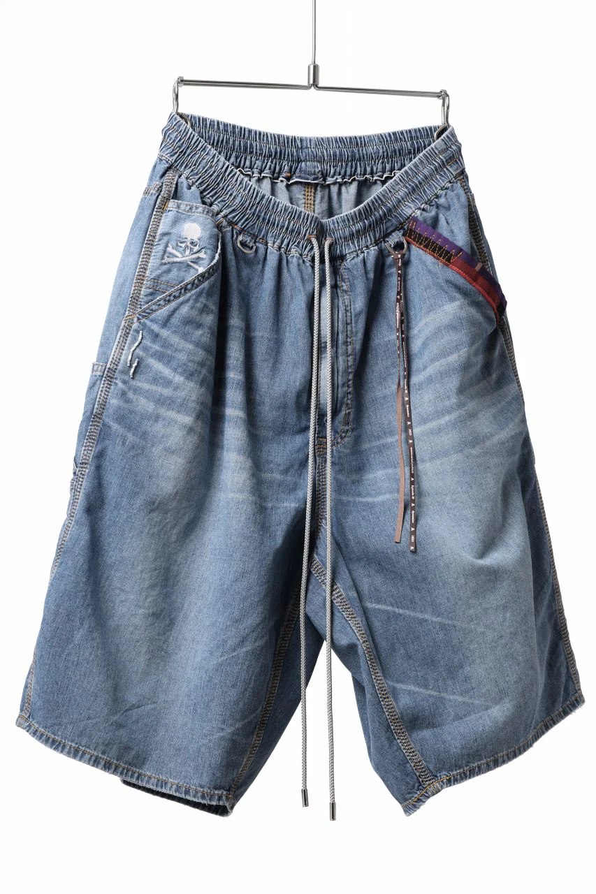 mastermind JAPAN LIGHT OZ SELVEDGE DENIM WORK SHORTS / SPECIAL WATER REPELLENT (INDIGO) - Image 2