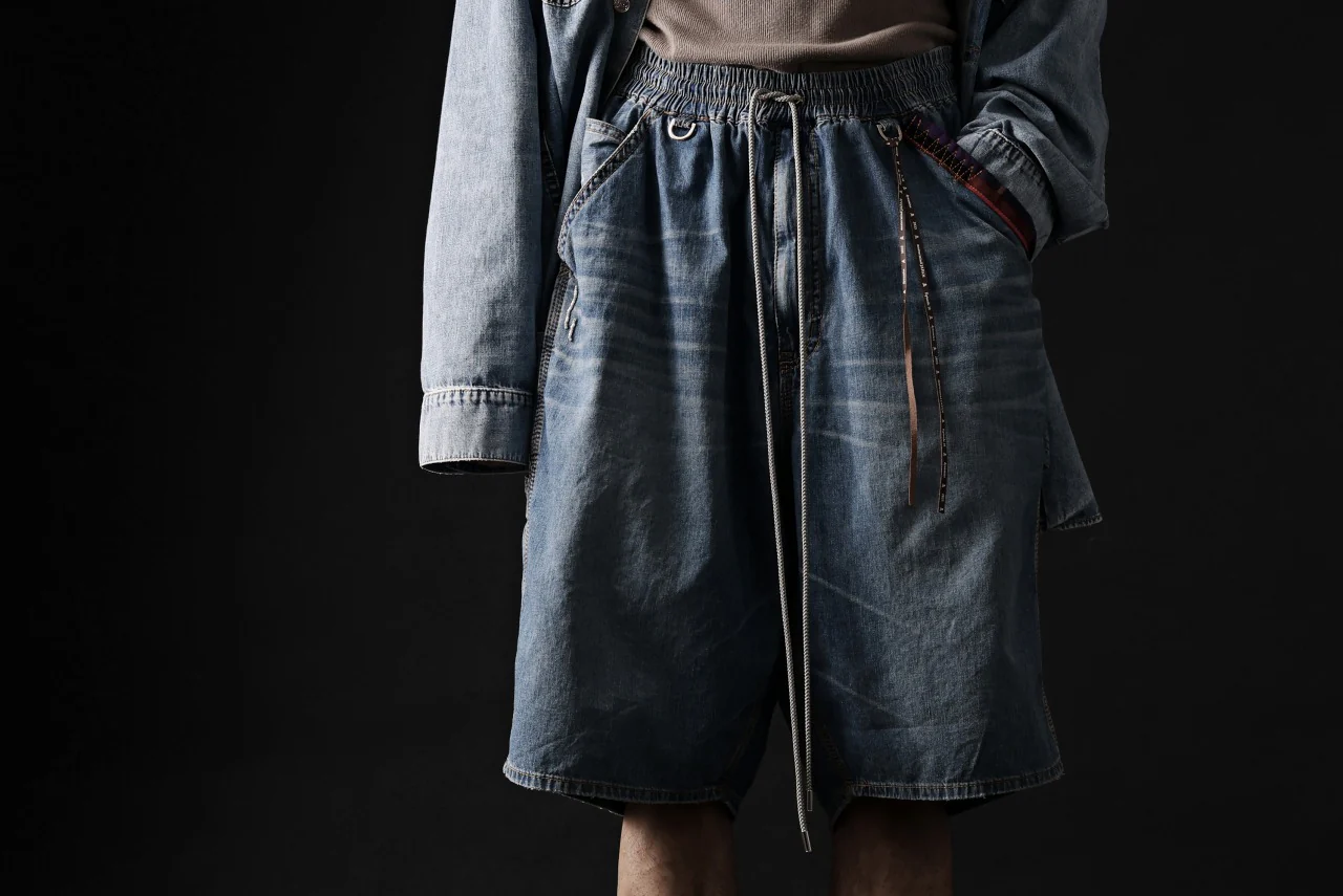 mastermind JAPAN LIGHT OZ SELVEDGE DENIM WORK SHORTS / SPECIAL WATER REPELLENT (INDIGO) - Image 28