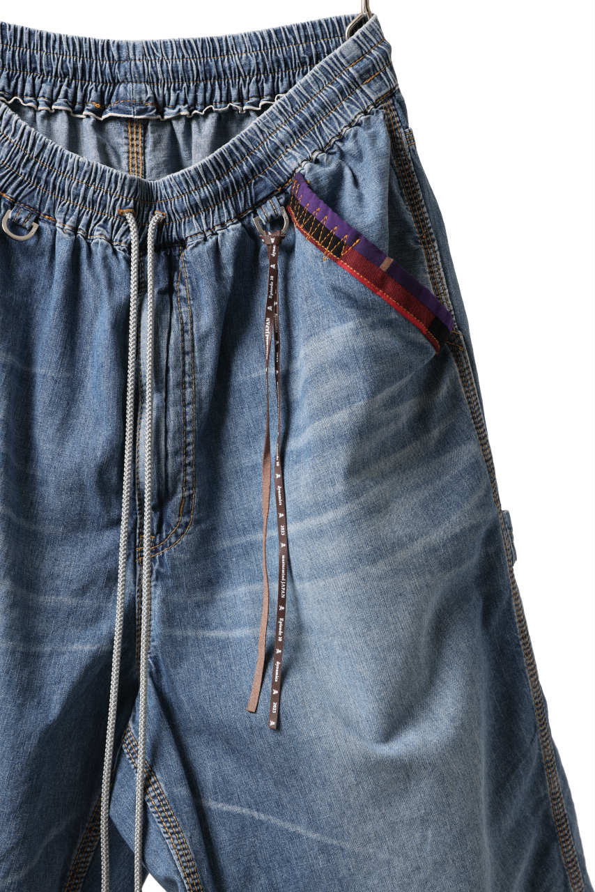 mastermind JAPAN LIGHT OZ SELVEDGE DENIM WORK SHORTS / SPECIAL WATER REPELLENT (INDIGO) - Image 8