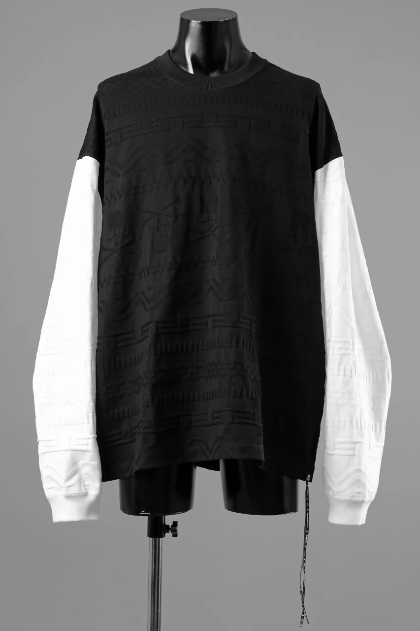 mastermind JAPAN LINKS JACQUARD LS TEE / BOXY FIT (BLACK x WHITE)