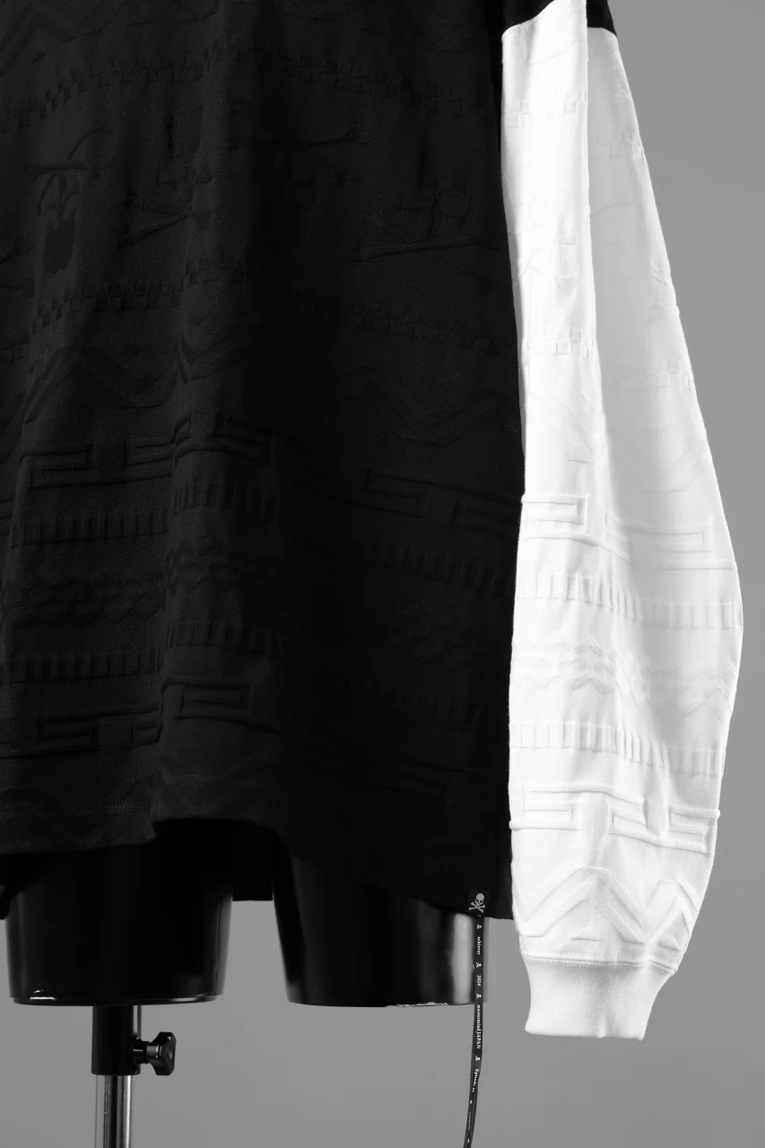 mastermind JAPAN LINKS JACQUARD LS TEE / BOXY FIT (BLACK x WHITE) - Image 12