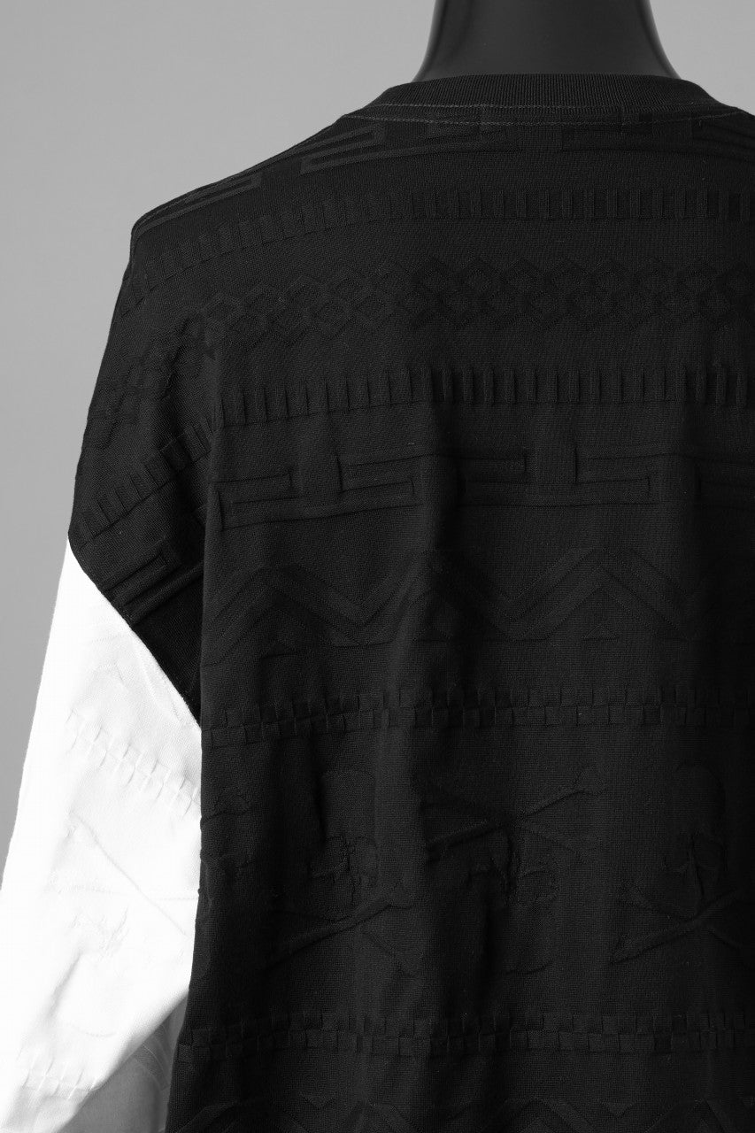 mastermind JAPAN LINKS JACQUARD LS TEE / BOXY FIT (BLACK x WHITE) - Image 14