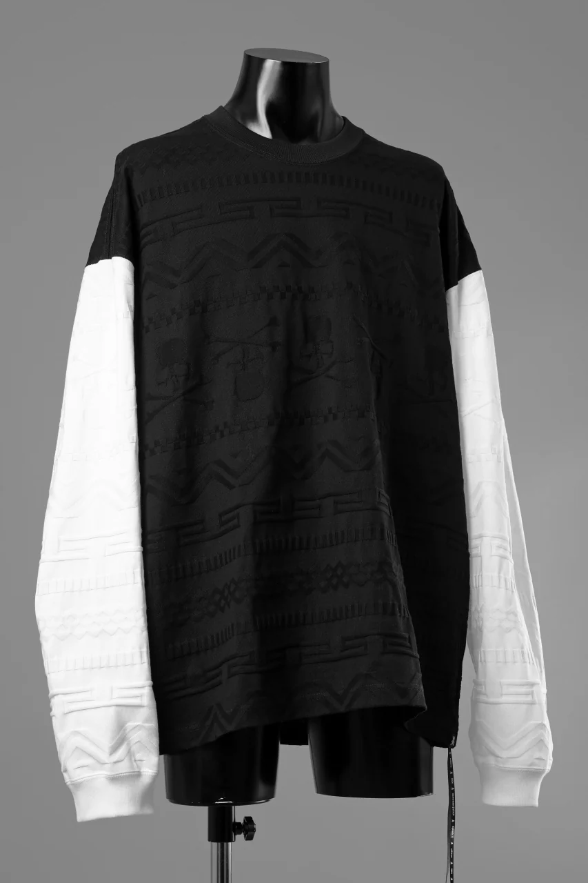 mastermind JAPAN LINKS JACQUARD LS TEE / BOXY FIT (BLACK x WHITE) - Image 3