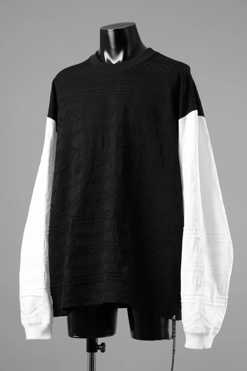 mastermind JAPAN LINKS JACQUARD LS TEE / BOXY FIT (BLACK x WHITE) - Image 4