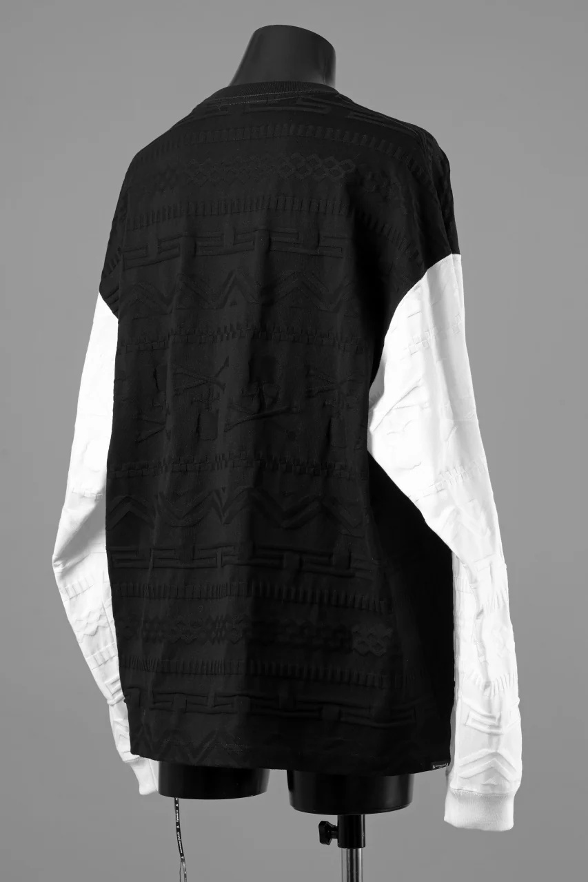 mastermind JAPAN LINKS JACQUARD LS TEE / BOXY FIT (BLACK x WHITE) - Image 7