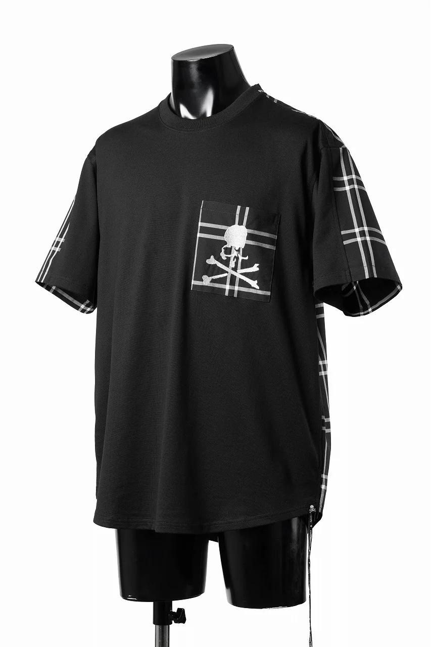 mastermind JAPAN MIXED-FABRIC POCKET SS TEE / REGULAR FIT (BLACK x BLACK) - Image 5