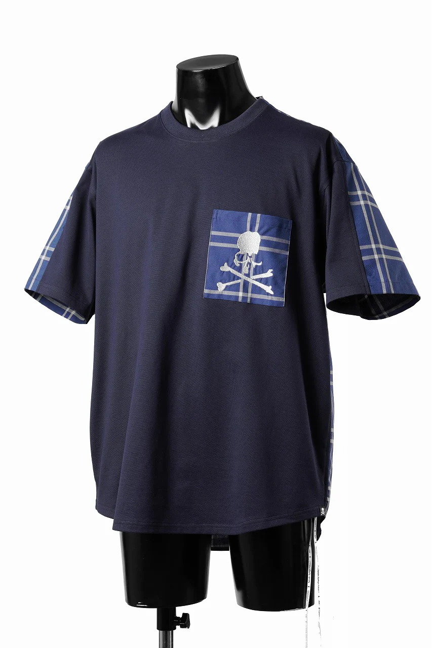mastermind JAPAN MIXED-FABRIC POCKET SS TEE / REGULAR FIT (NAVY x NAVY) - Image 5