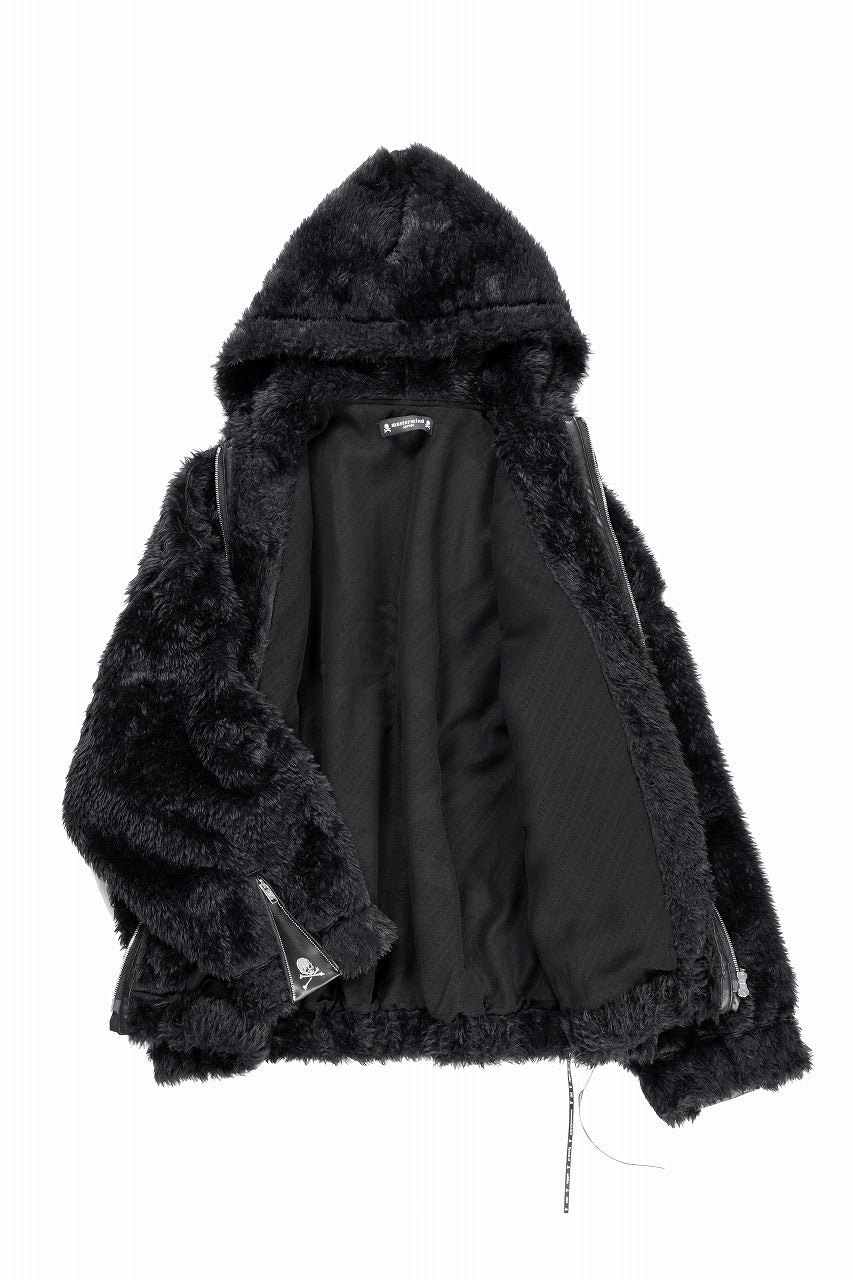mastermind JAPAN POLAR BEAR ZIP-UP HOODED BLOUSON (BLACK) - Image 5